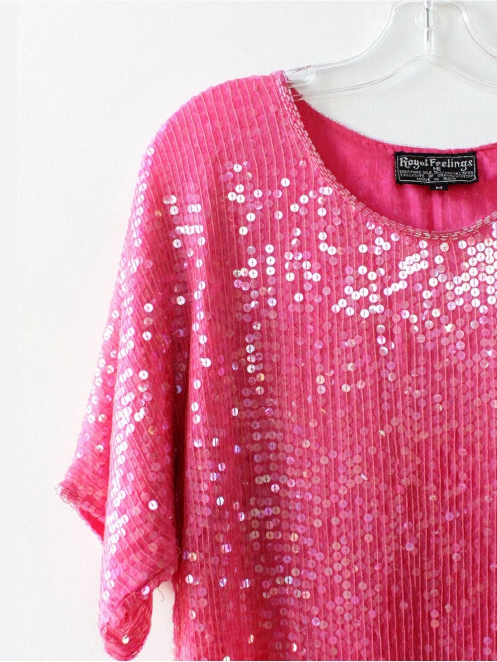 NWT Vintage Bubblegum Pink Sequined Short Sleeve Top by Royal Feelings